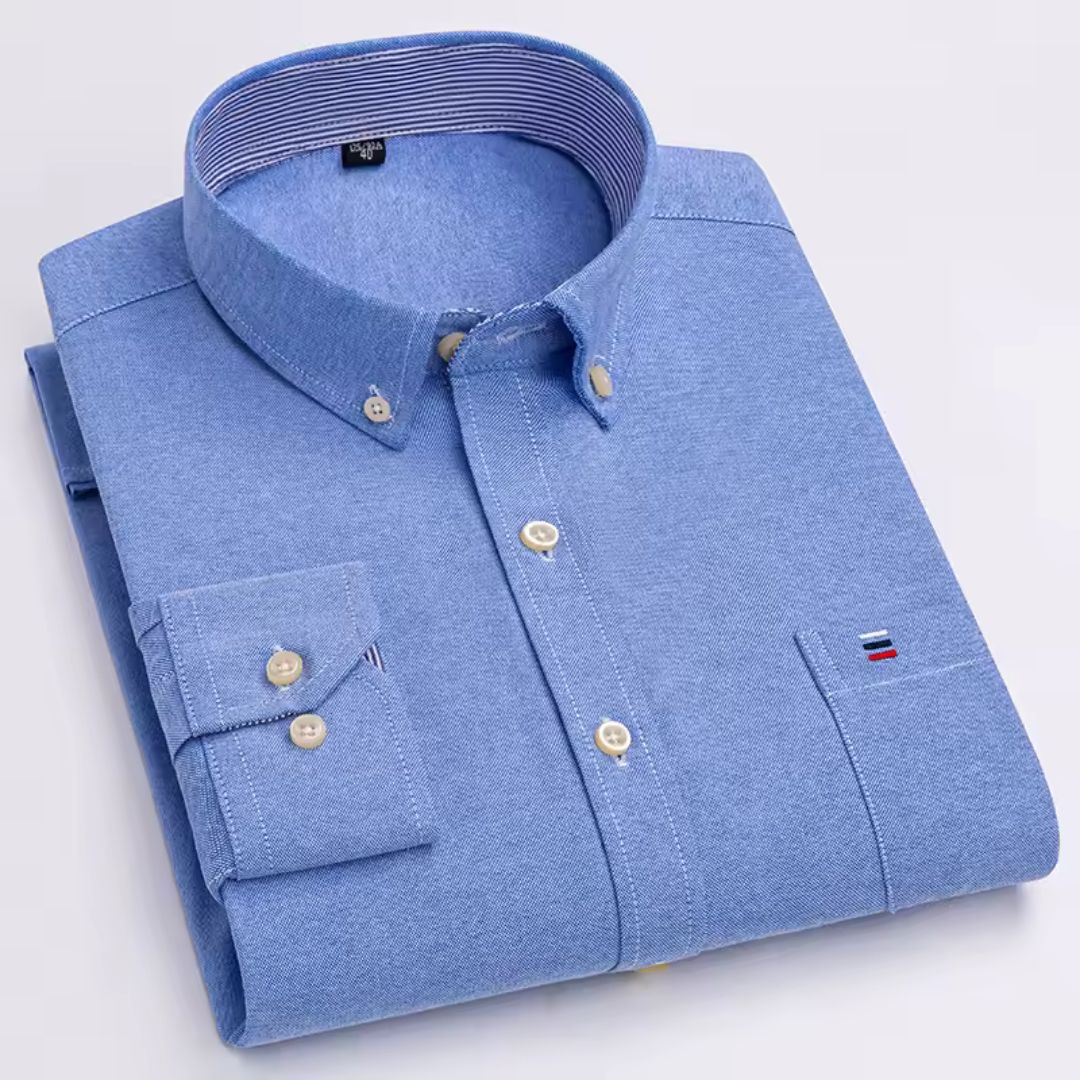 Camisa Oxford Masculina Azul