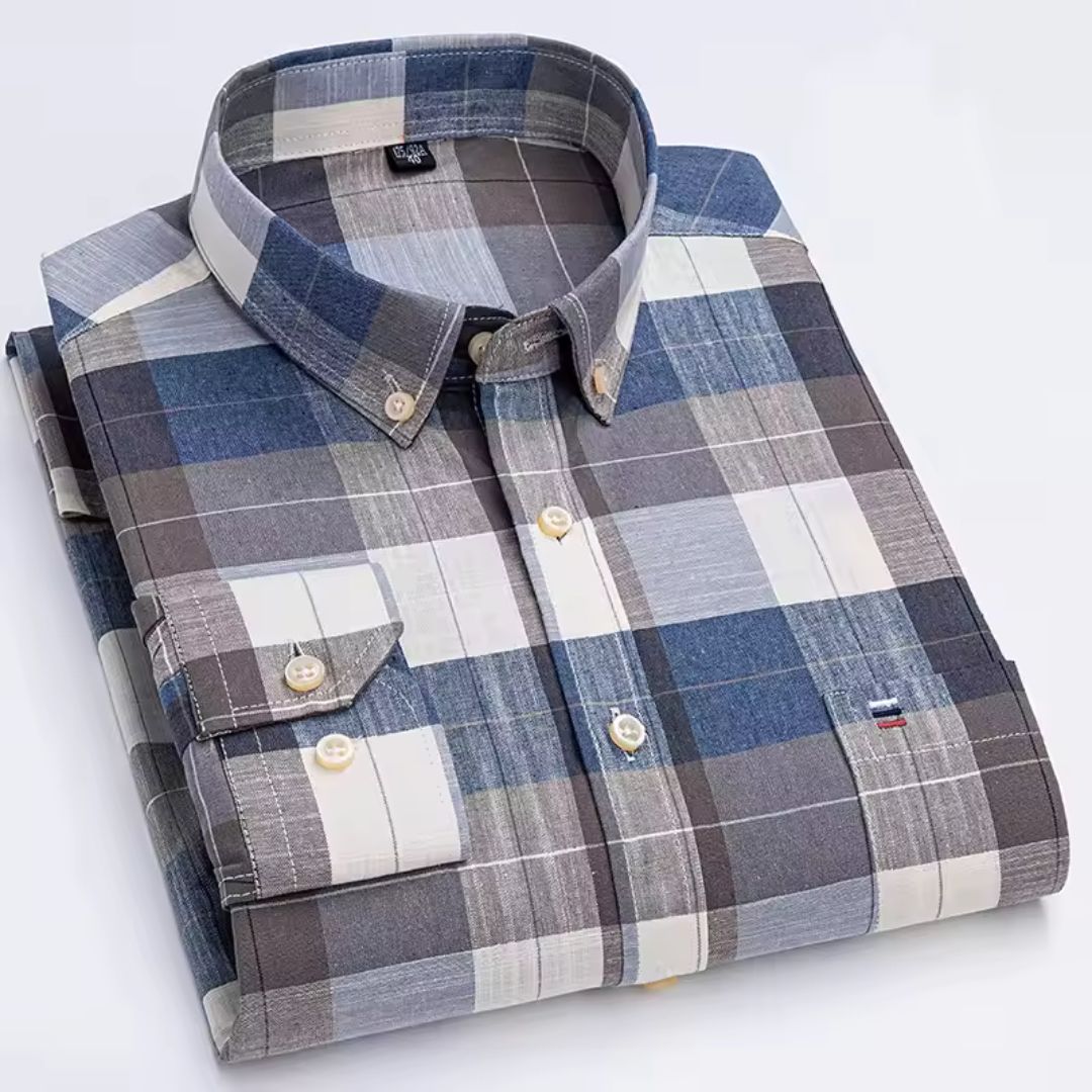 Camisa Oxford Masculina Azul
