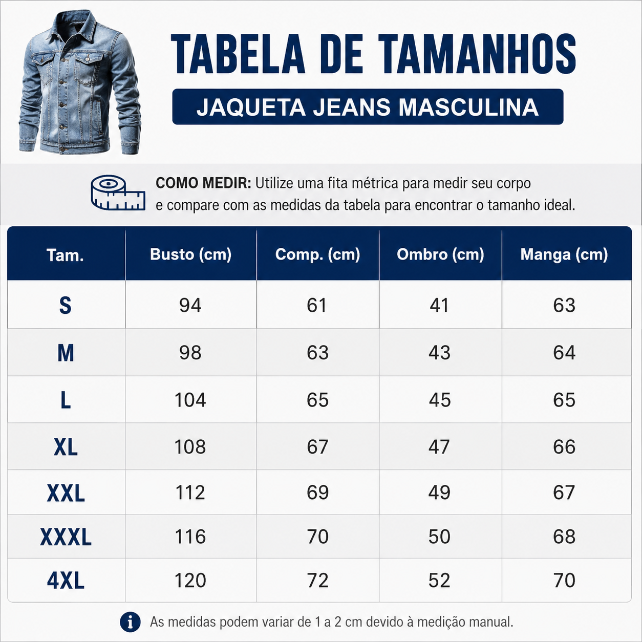 Jaqueta Masculina Jeans Vintage