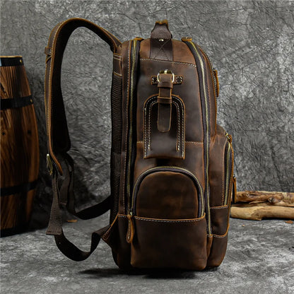 Mochila de Couro Vintage Para Viagem