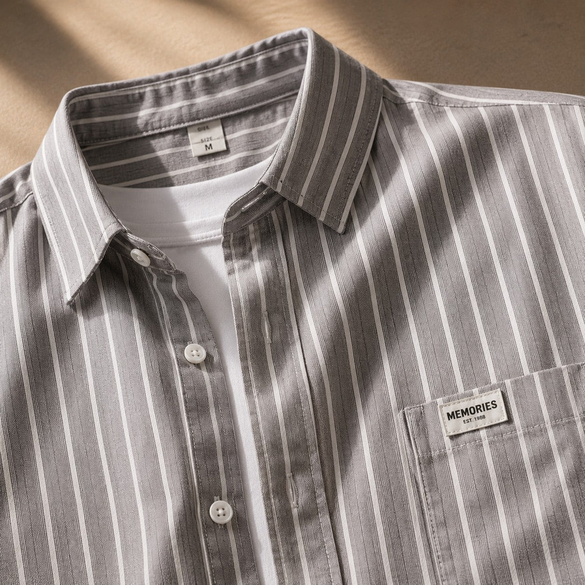 Camisa Oxford Listrada de Manga Longa