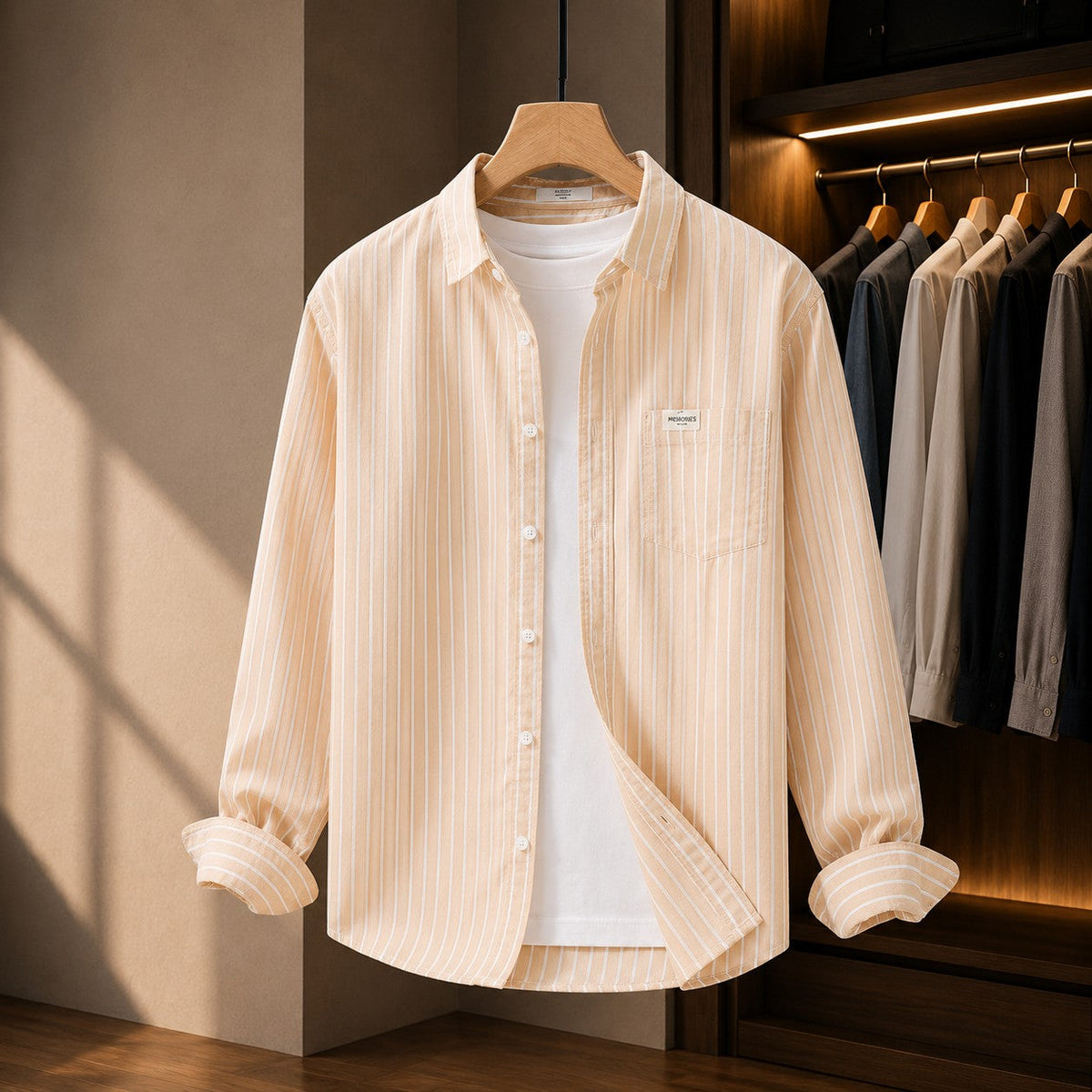 Camisa Oxford Listrada de Manga Longa