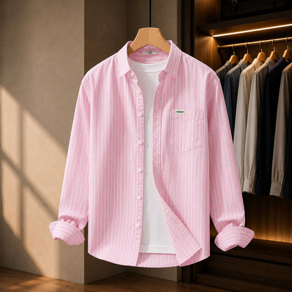Camisa Oxford Listrada de Manga Longa