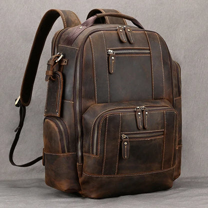 Mochila de Couro Vintage Para Viagem