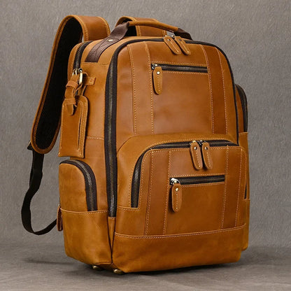Mochila de Couro Vintage Para Viagem